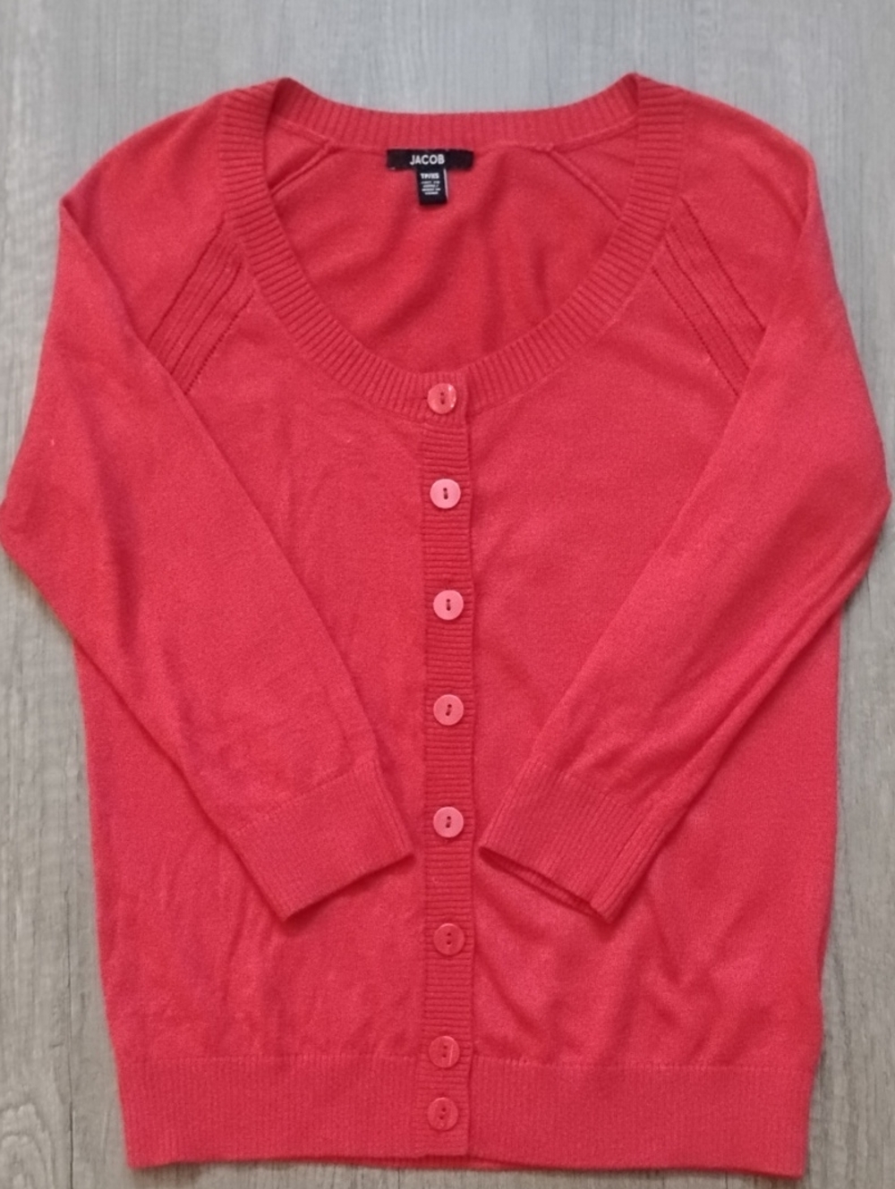 Jacob Red Button-Front Scoop Cardigan